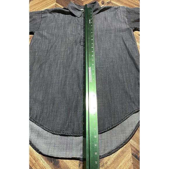 Eileen Fisher Top Tencel Organic Cotton Denim Collared‎ Pullover Womens XXS - Picture 6 of 7